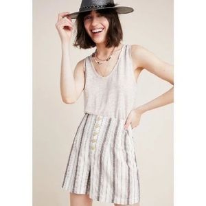 Anthropologie Beachgoer High Waisted Shorts Womens Size 0 Green Stripe Linen